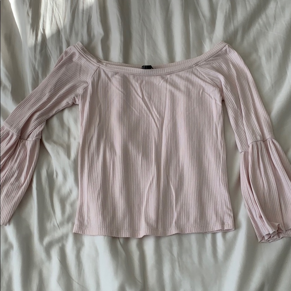 Pink bell sleeve crop top